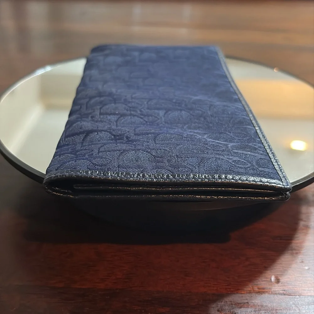 DIOR Trotter Canvas/Leather Wallet Navy